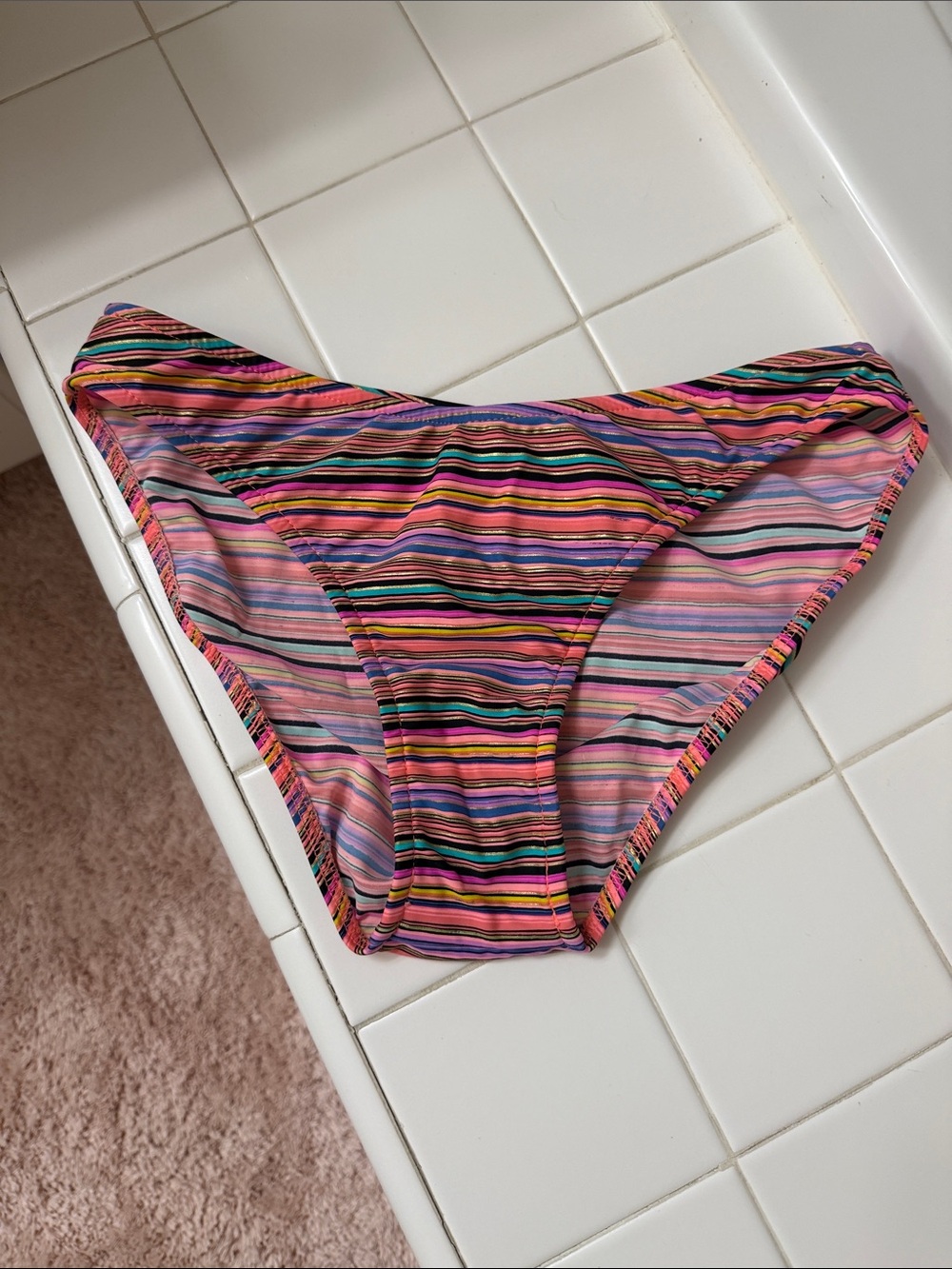 VENUS Multistripe Bikini Bottoms in Pink, Orange, Blue, Black